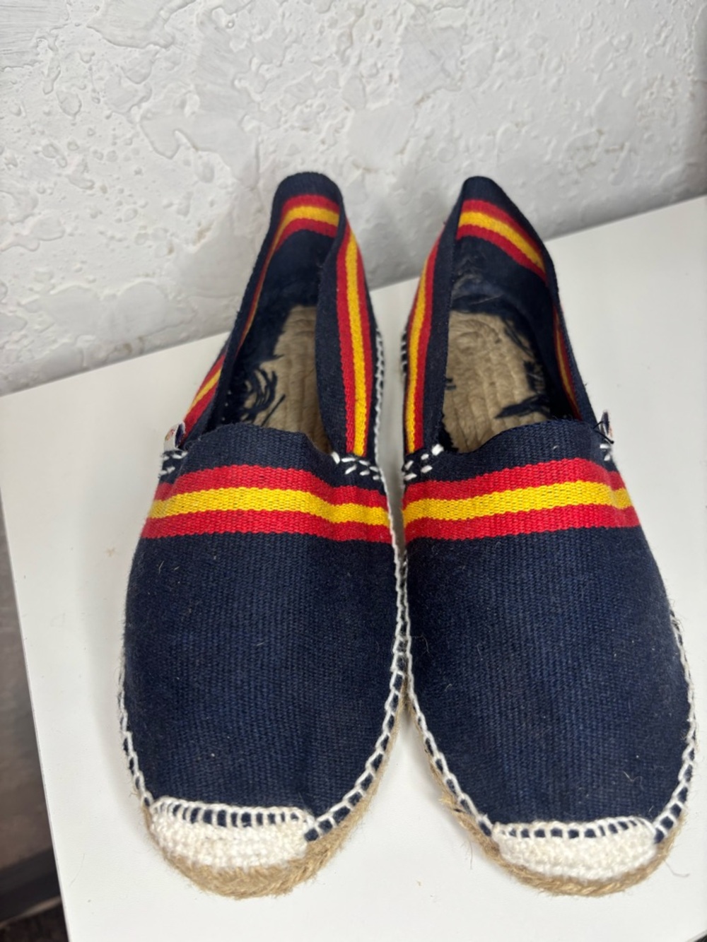 Navy Espadrille Slip-Ons with Red & Yellow Stripes alpargatus 38